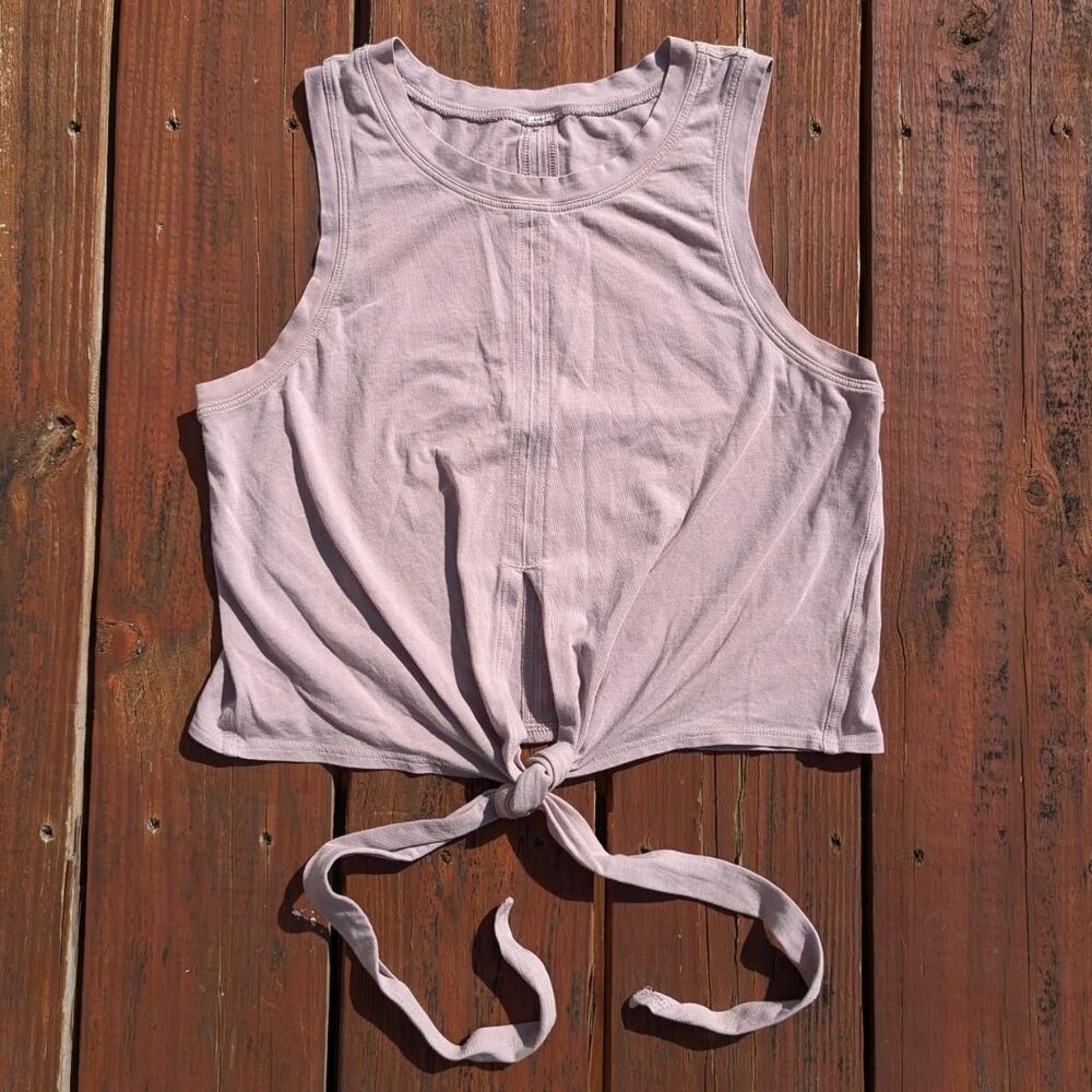 Lululemon Women's Pink Time to Restore Tank front Wrap Tie Bow Medium